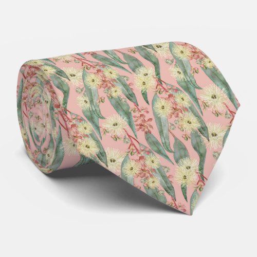 Bush Gum Floral Blooms _ Vintage Blush Pink Neck Tie