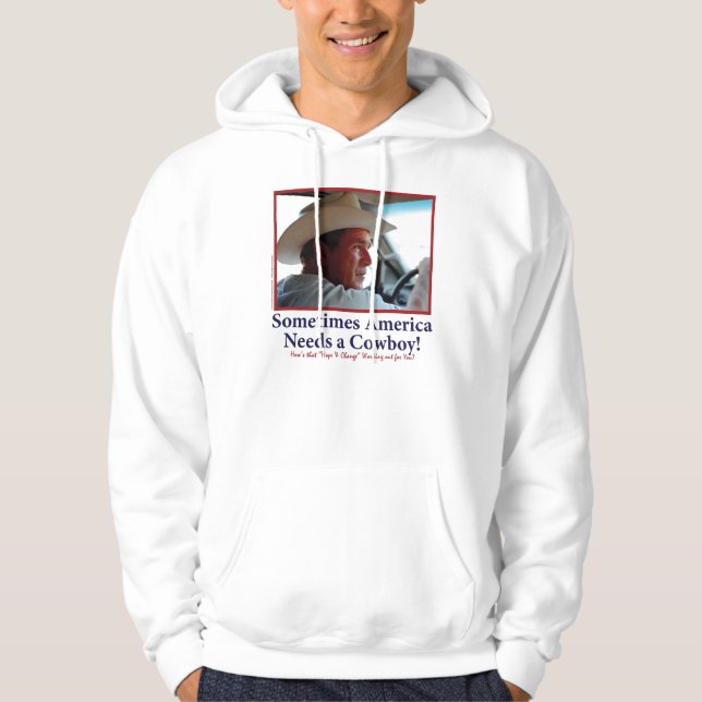 BUSH-HAT.-white-Cowboy-eps Hoodie (Front)