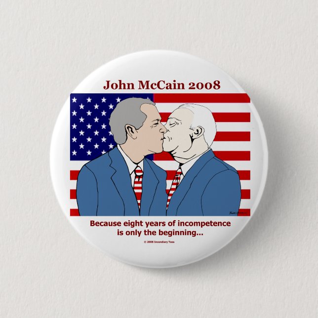 Bush-McCain Kiss Button (Front)