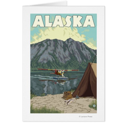 Bush Plane and Fishing Vintage Travel Poster (Front)