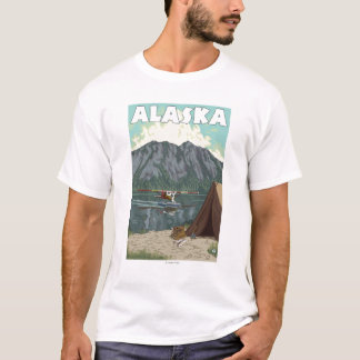 Bush Plane and Fishing Vintage Travel Poster T-Shirt