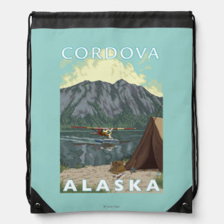 Bush Plane & Fishing - Cordova, Alaska Drawstring Bag