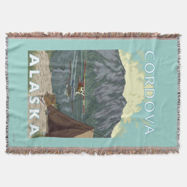 Bush Plane & Fishing - Cordova, Alaska Throw Blanket (Front)