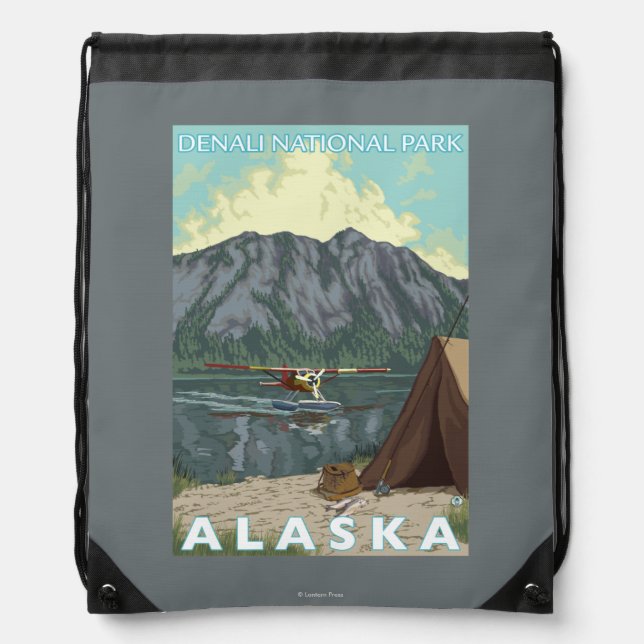 Bush Plane & Fishing - Denali Nat'l Park, Drawstring Bag (Front)