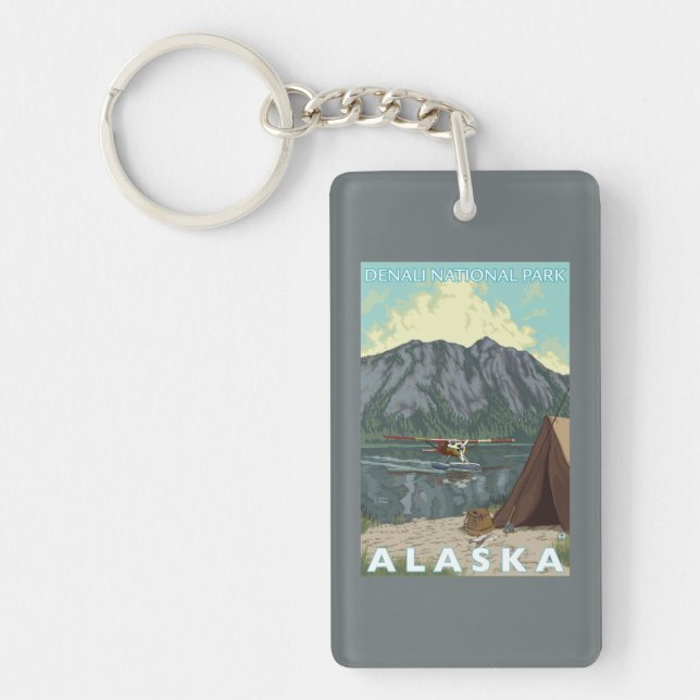 Bush Plane & Fishing - Denali Nat'l Park, Keychain (Front)