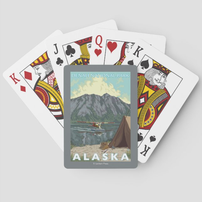 Bush Plane & Fishing - Denali Nat'l Park, Poker Cards (Back)