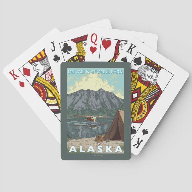 Bush Plane & Fishing - Denali Nat'l Park, Poker Cards (Back)