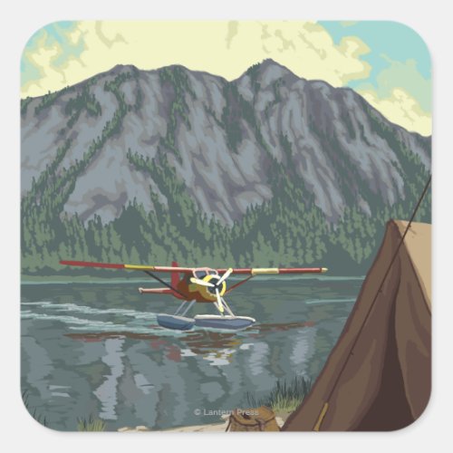 Bush Plane  Fishing _ Fairbanks Alaska Square Sticker