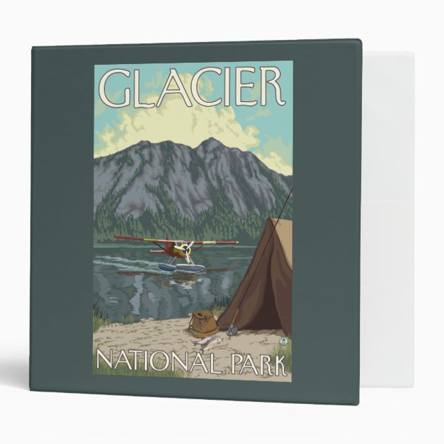 Bush Plane & Fishing - Glacier National Park, MT 3 Ring Binder (Front/Inside)