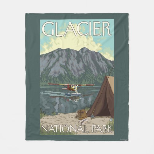 Bush Plane  Fishing _ Glacier National Park MT Fleece Blanket