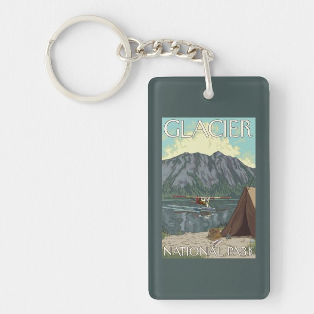 Bush Plane & Fishing - Glacier National Park, MT Keychain (Front)