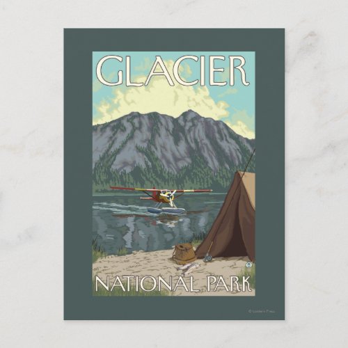 Bush Plane  Fishing _ Glacier National Park MT Postcard