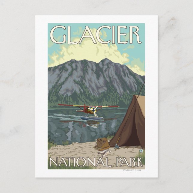 Bush Plane & Fishing - Glacier National Park, MT Postcard (Front)