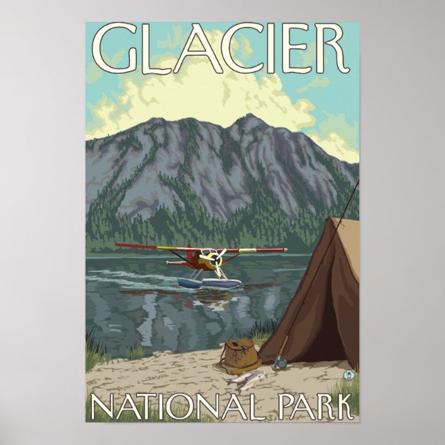 Bush Plane & Fishing - Glacier National Park, MT Poster (Front)