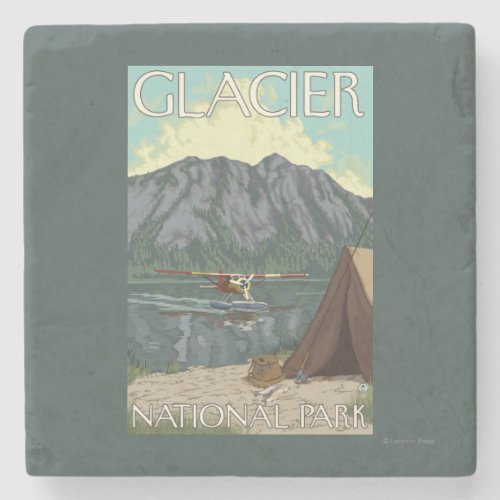 Bush Plane  Fishing _ Glacier National Park MT Stone Coaster