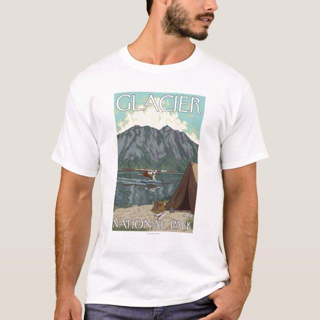 Bush Plane & Fishing - Glacier National Park, MT T-Shirt (Front)