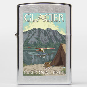 Bush Plane & Fishing - Glacier National Park, MT Zippo Lighter