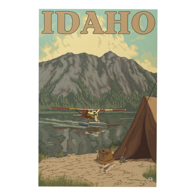 Bush Plane & Fishing - Idaho Wood Wall Decor (Front)