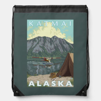 Bush Plane & Fishing - Katmai, Alaska Drawstring Bag