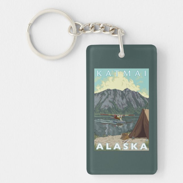 Bush Plane & Fishing - Katmai, Alaska Keychain (Front)