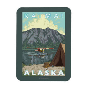 Bush Plane & Fishing - Katmai, Alaska Magnet