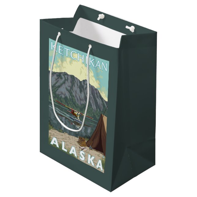 Bush Plane & Fishing - Ketchikan, Alaska Medium Gift Bag (Front Angled)