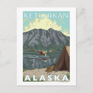 Bush Plane & Fishing - Ketchikan, Alaska Postcard