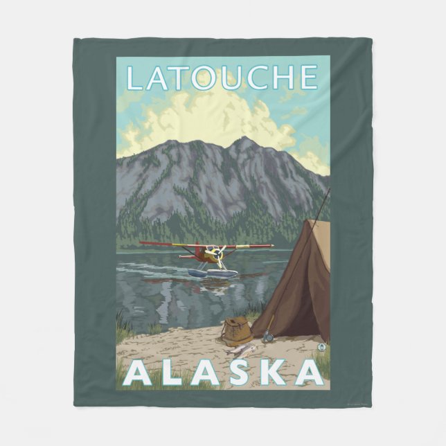 Bush Plane & Fishing - Latouche, Alaska Fleece Blanket (Front)