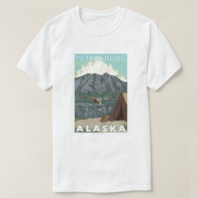 Bush Plane & Fishing - Petersburg, Alaska T-Shirt (Design Front)