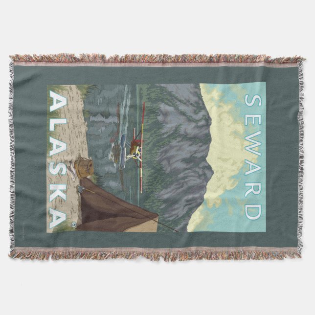 Bush Plane & Fishing - Seward, Alaska Throw Blanket (Front)