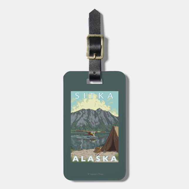 Bush Plane & Fishing - Sitka, Alaska Luggage Tag (Front Vertical)