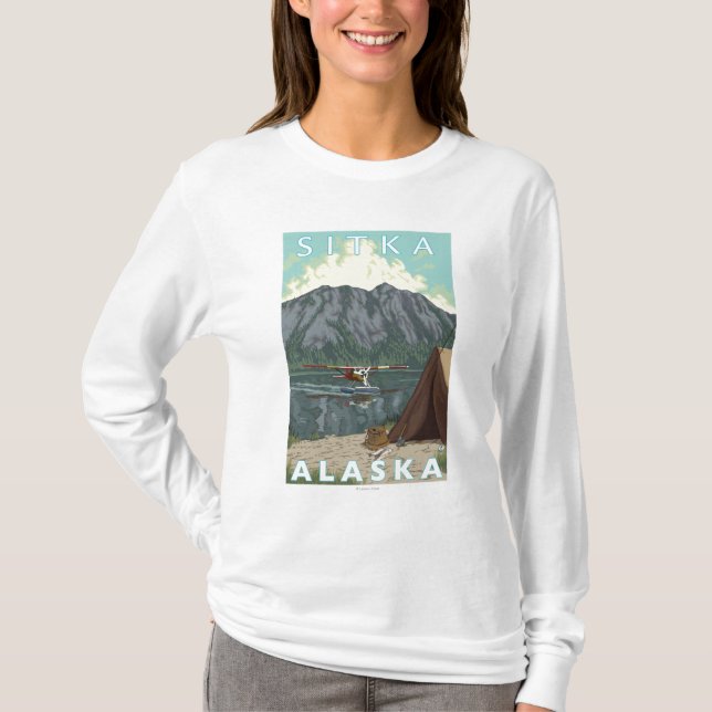 Bush Plane & Fishing - Sitka, Alaska T-Shirt (Front)