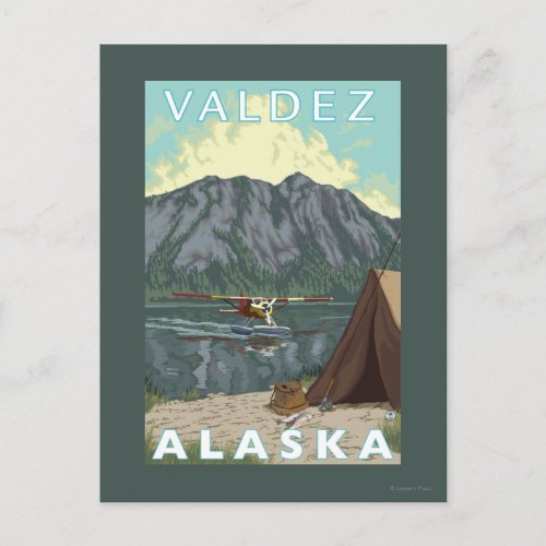 Bush Plane  Fishing _ Valdez Alaska Postcard