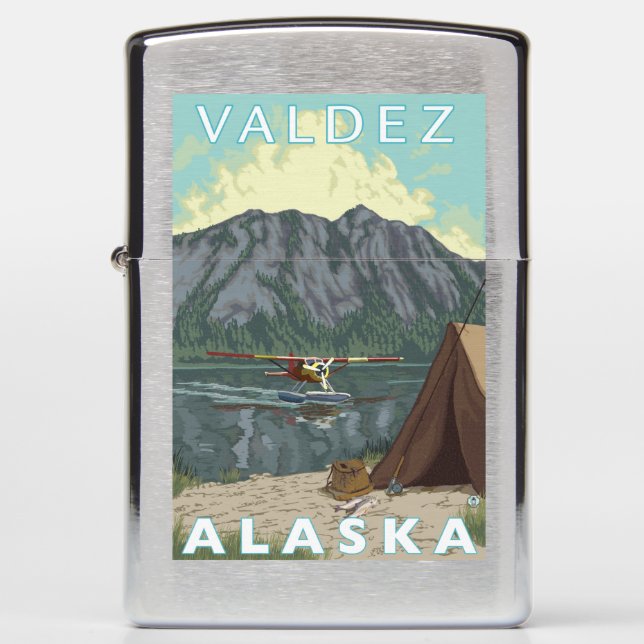Bush Plane & Fishing - Valdez, Alaska Zippo Lighter (Front)