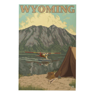 Bush Plane & Fishing - Wyoming Wood Wall Art