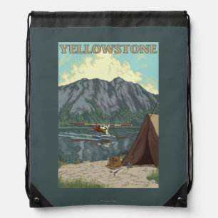 Bush Plane & Fishing - Yellowstone National Drawstring Bag