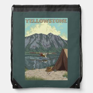 Bush Plane & Fishing - Yellowstone National Drawstring Bag