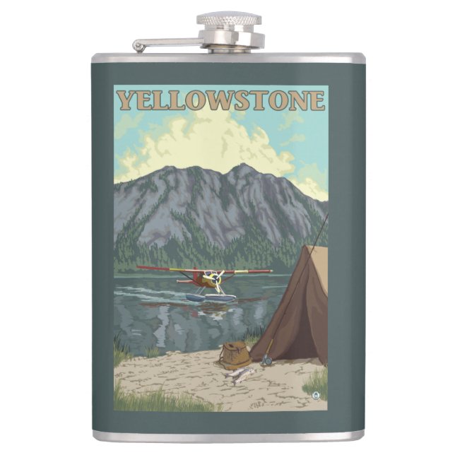 Bush Plane & Fishing - Yellowstone National Flask (Front)