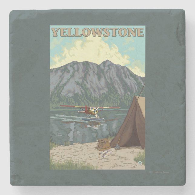 Bush Plane & Fishing - Yellowstone National Stone Coaster (Front)