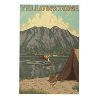 Bush Plane & Fishing - Yellowstone National Wood Wall Art