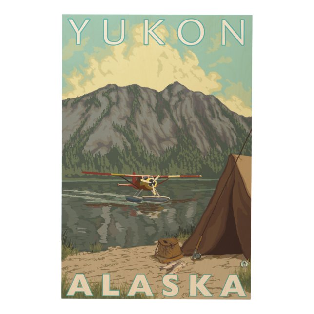 Bush Plane & Fishing - Yukon, Alaska Wood Wall Art (Front)