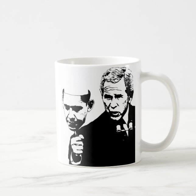 bush with obama mask coffee mug (Right)
