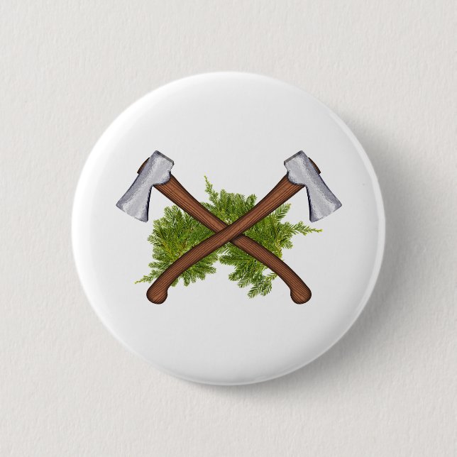 bushcraft crossing axes button (Front)