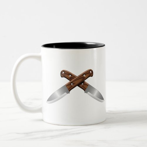 bushcraft crossing knives Two_Tone coffee mug