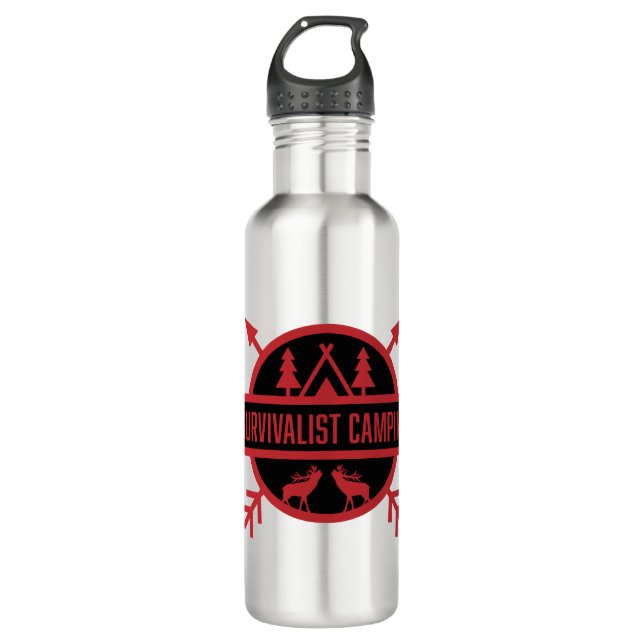 Bushcraft  Nature Survivalist Stainless Steel Water Bottle (Front)