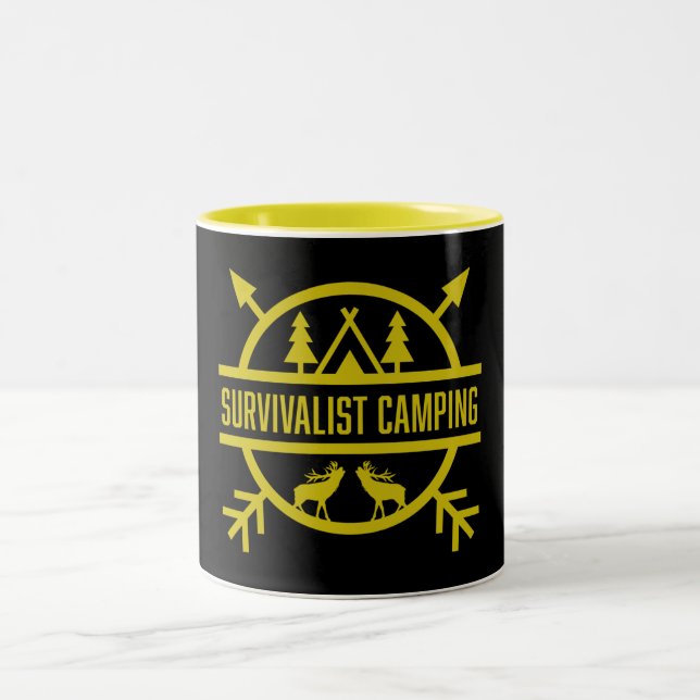 Bushcraft Outdoor Survivalist  Two-Tone Coffee Mug (Center)