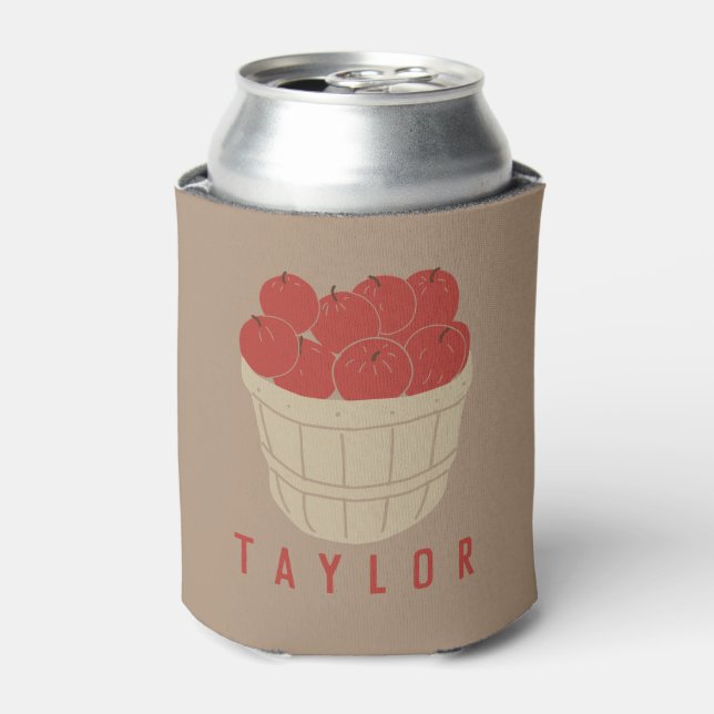 Bushel Basket of Apples Illustration Personalized Can Cooler (Can Front)
