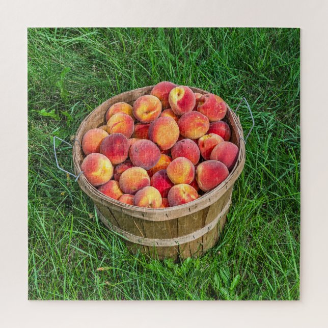 Bushel Basket of Fresh Peaches - 676 piece Jigsaw Puzzle (Vertical)