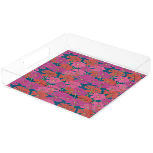 Bushel of Bright Cosmos Acrylic Tray