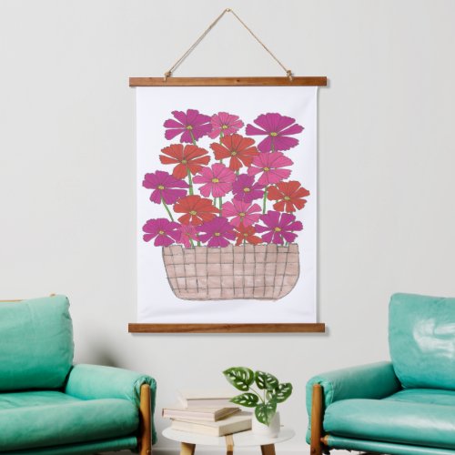 Bushel of Bright Cosmos  Hanging Tapestry